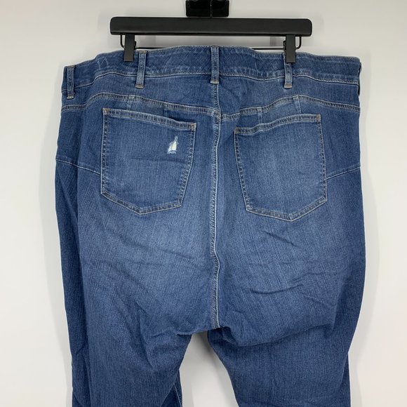 Torrid Jeans Bombshell Skinny Blue Distressed Denim Premium Stretch Raw Hem - Picture 8 of 12